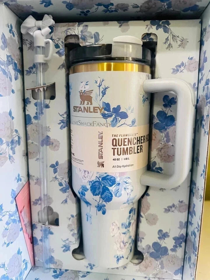 Stanley X Love Shack Fancy Tumbler 40oz Holiday Rosa Beaux Blue